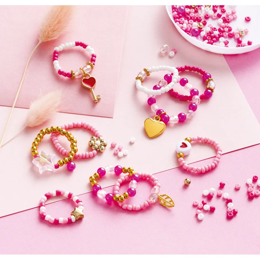 Janod 10 Bagues En Perles Lovely A Créer* Collection "Les Ateliers Bijoux" & Les Perles