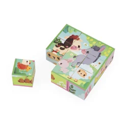 Janod 9 Cubes Animaux De La Ferme* Tracteurs & Animaux De La Ferme|Cubes & Pyramides