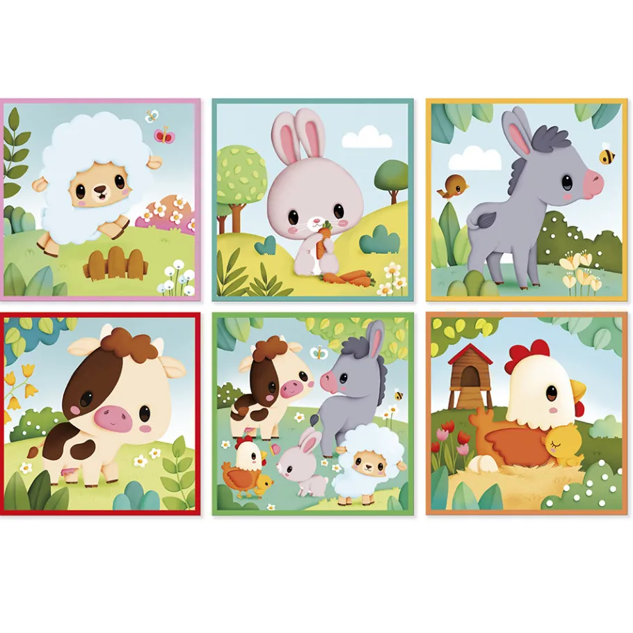 Janod 9 Cubes Animaux De La Ferme* Tracteurs & Animaux De La Ferme|Cubes & Pyramides