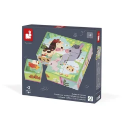 Janod 9 Cubes Animaux De La Ferme* Tracteurs & Animaux De La Ferme|Cubes & Pyramides