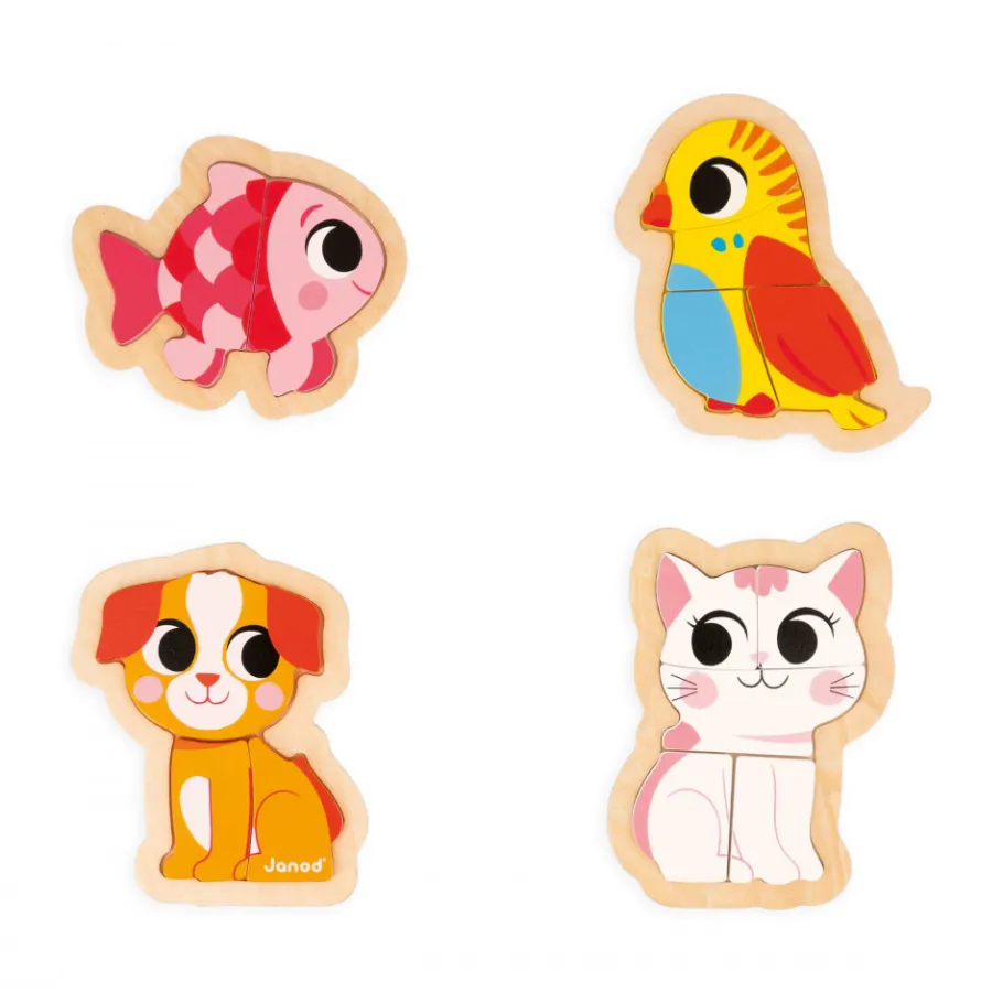 Janod 4 puzzles Evolutifs Animaux de Compagnie* Puzzles En Bois Premier Âge|Puzzles En Bois Premier Âge