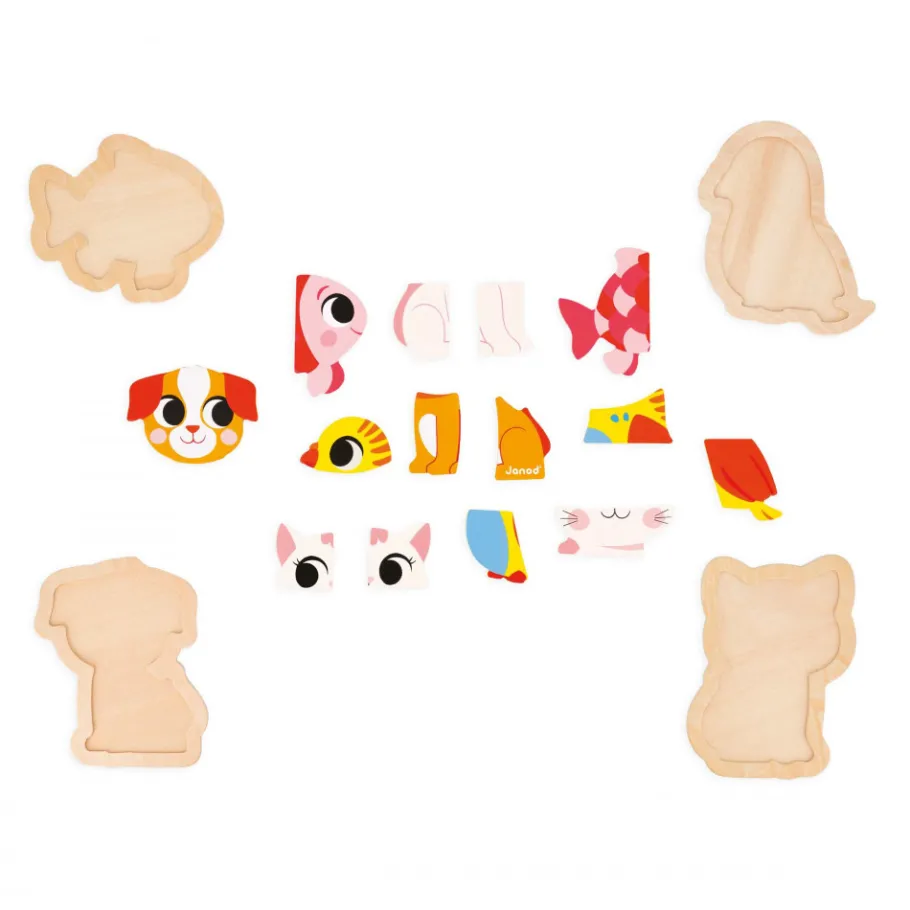 Janod 4 puzzles Evolutifs Animaux de Compagnie* Puzzles En Bois Premier Âge|Puzzles En Bois Premier Âge