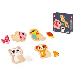 Janod 4 puzzles Evolutifs Animaux de Compagnie* Puzzles En Bois Premier Âge|Puzzles En Bois Premier Âge