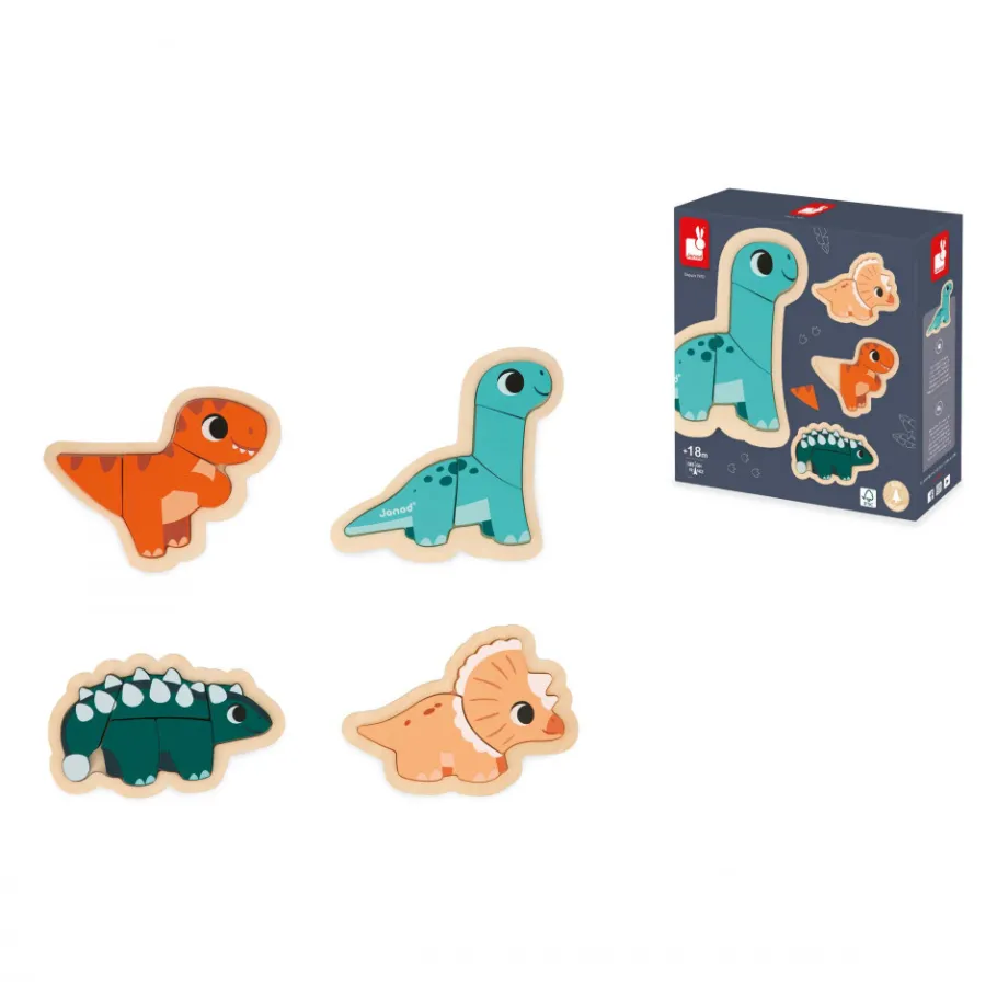 Janod 4 Puzzles Evolutifs Dino* Puzzles En Bois Premier Âge|Puzzles En Bois Premier Âge