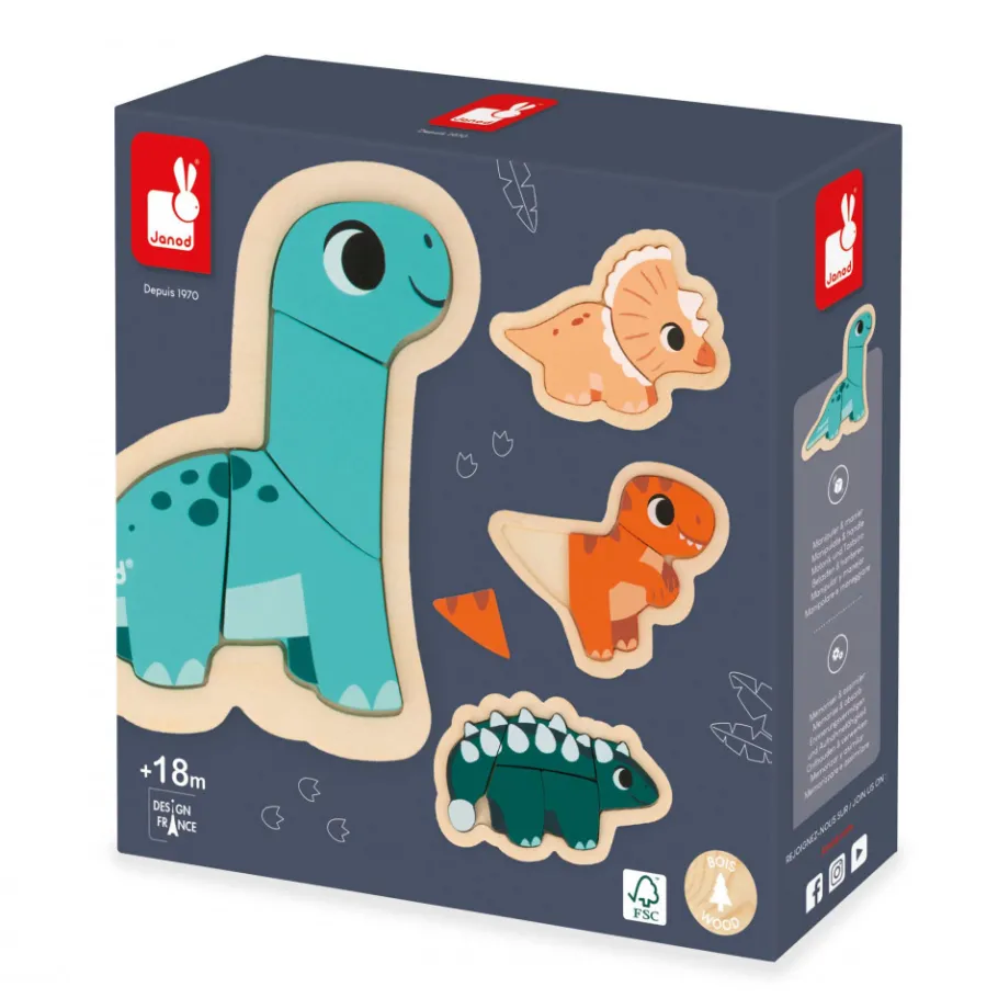 Janod 4 Puzzles Evolutifs Dino* Puzzles En Bois Premier Âge|Puzzles En Bois Premier Âge