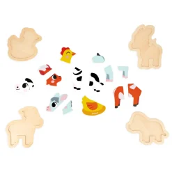 Janod 4 Puzzles Evolutifs Ferme* Tracteurs & Animaux De La Ferme|Puzzles En Bois Premier Âge
