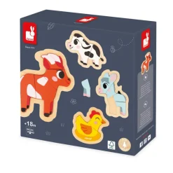 Janod 4 Puzzles Evolutifs Ferme* Tracteurs & Animaux De La Ferme|Puzzles En Bois Premier Âge