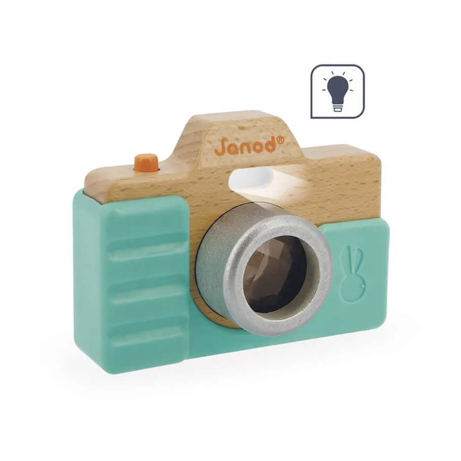 Janod Appareil Photo Sonore et Lumineux Bleu* Imitation Métiers|Jouets Musicaux