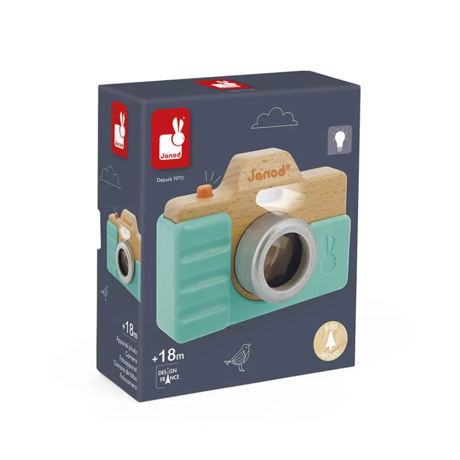 Janod Appareil Photo Sonore et Lumineux Bleu* Imitation Métiers|Jouets Musicaux