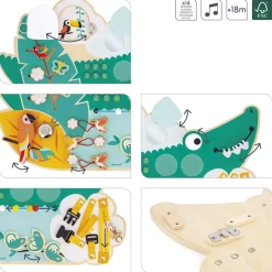 Janod Busy-board Crocodile en bois Tropik* Bouliers, Loopings & Panneaux D'Activités|Manipulation & Encastrement