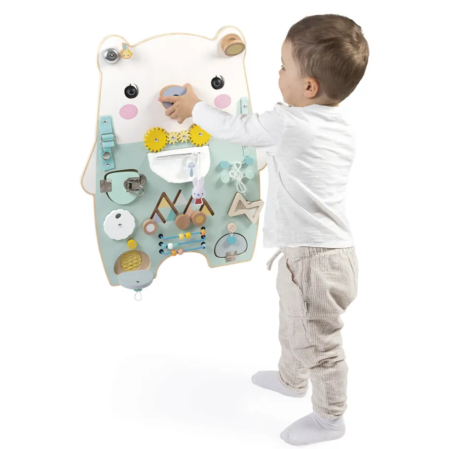 Janod Busy-board Ourson en bois Pure* Bouliers, Loopings & Panneaux D'Activités|Manipulation & Encastrement