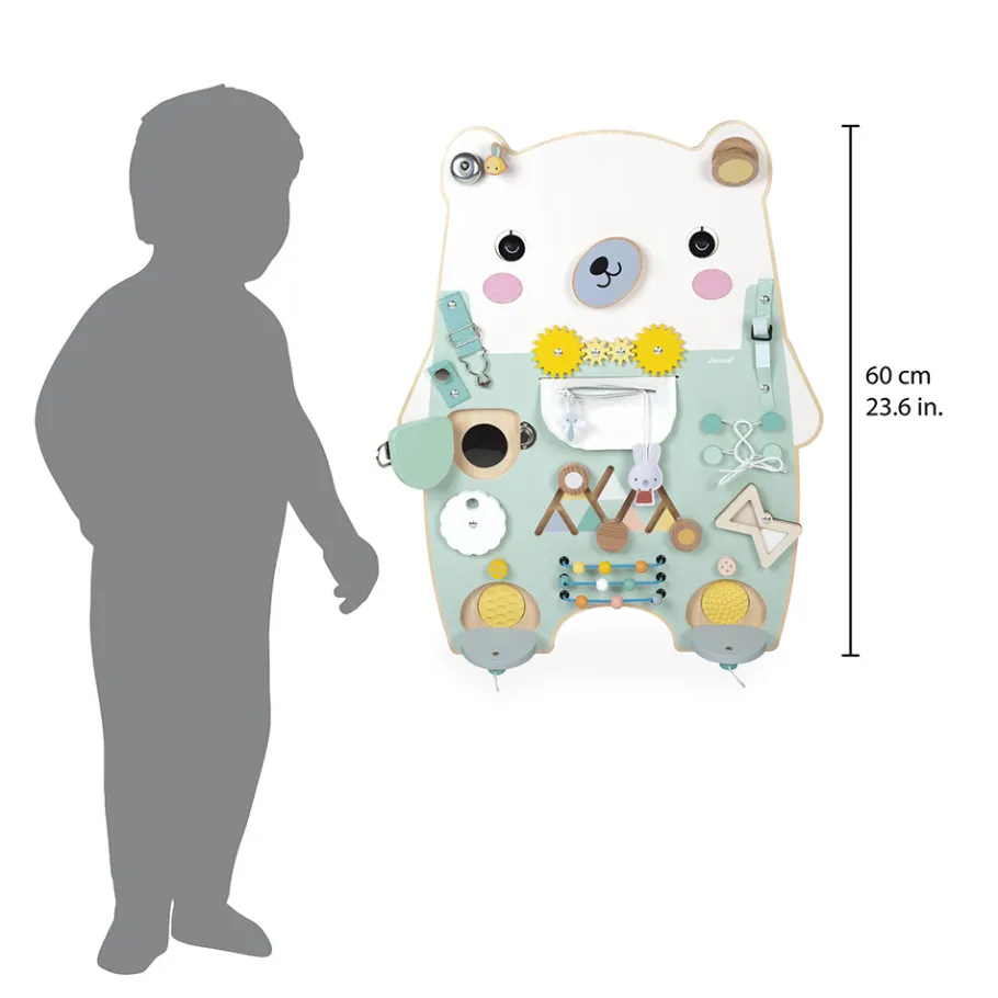 Janod Busy-board Ourson en bois Pure* Bouliers, Loopings & Panneaux D'Activités|Manipulation & Encastrement