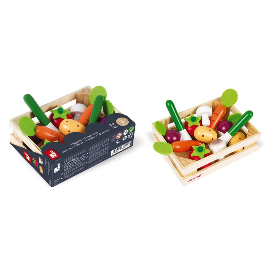 Janod Cagette de 12 légumes (bois)* Cuisines, Dinettes & Marchandes