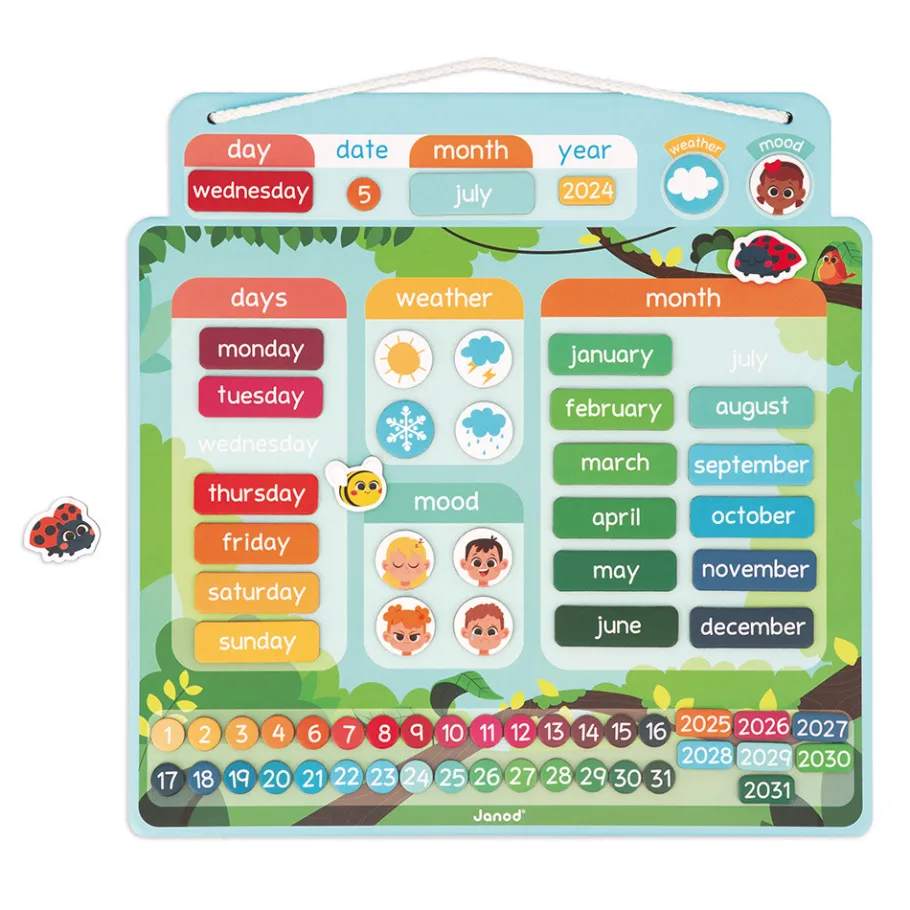 Janod Calendrier Magnétique - Anglais* Jeux Éducatifs Primaire|Jeux Éducatifs Maternelle