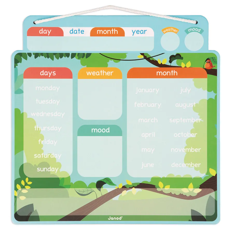 Janod Calendrier Magnétique - Anglais* Jeux Éducatifs Primaire|Jeux Éducatifs Maternelle
