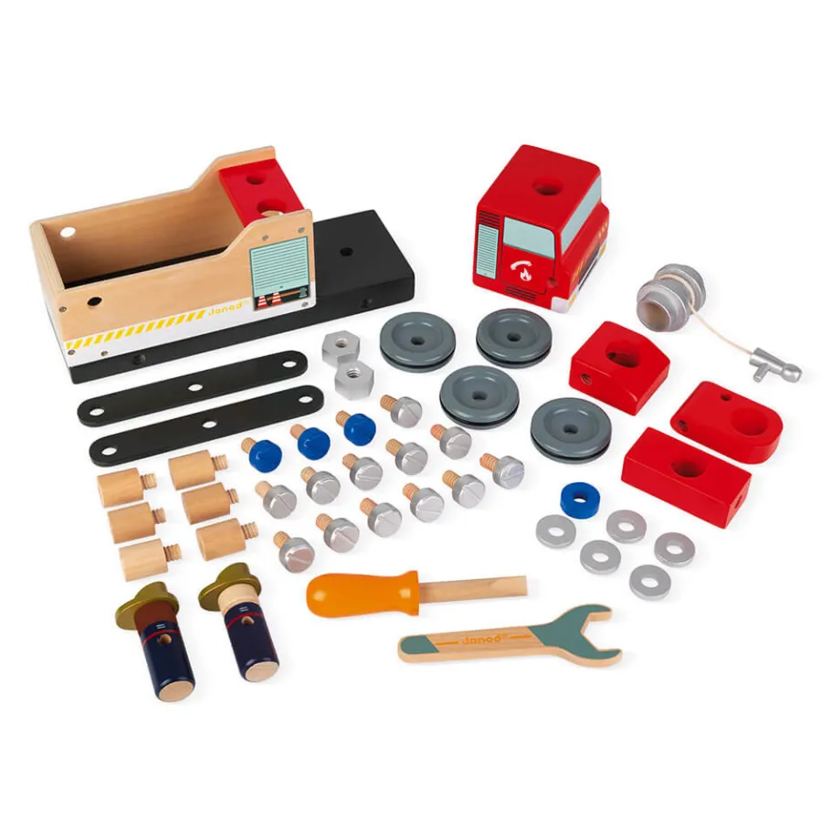 Janod Camion de pompiers Brico'kids* Véhicules, Garages & Voitures|Établis, Outils & Bricolage