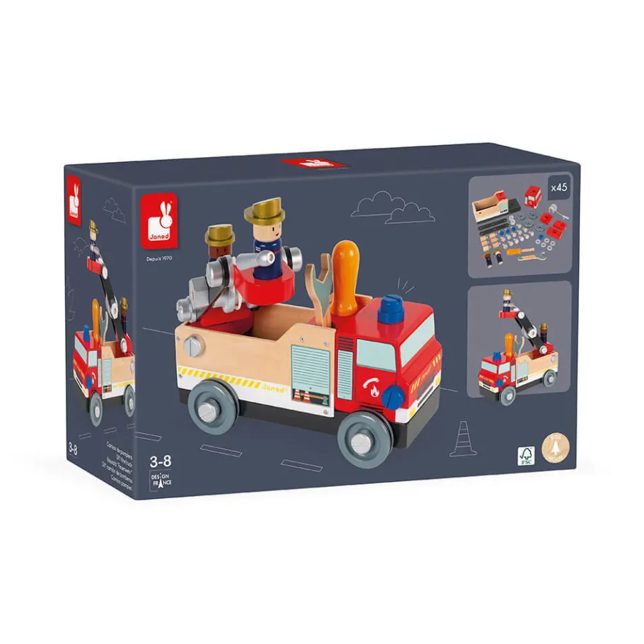 Janod Camion de pompiers Brico'kids* Véhicules, Garages & Voitures|Établis, Outils & Bricolage