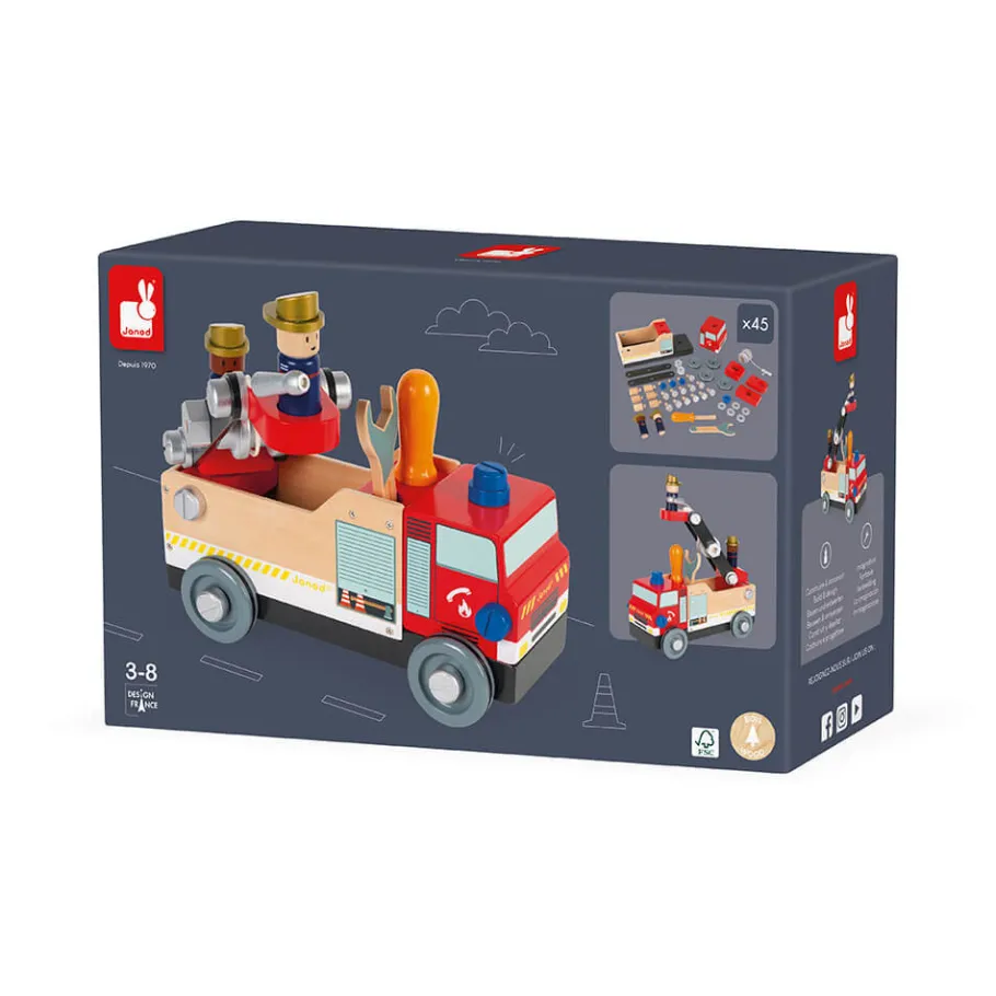 Janod Camion de pompiers Brico'kids* Véhicules, Garages & Voitures|Établis, Outils & Bricolage