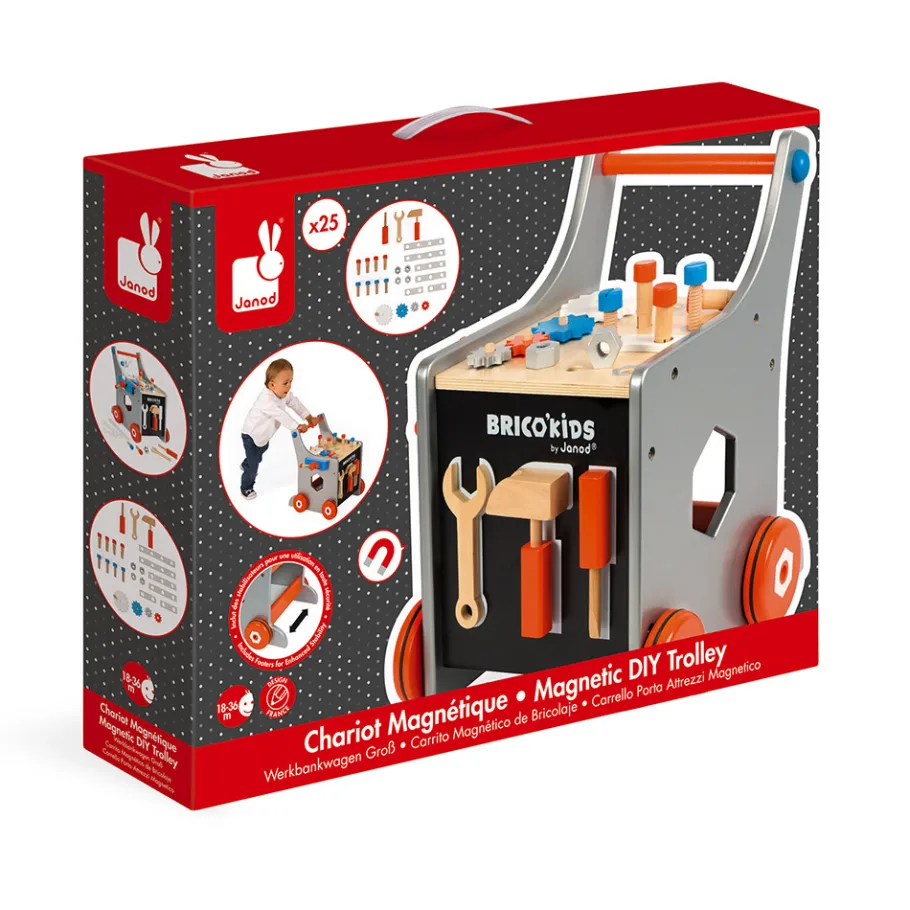 Janod Chariot magnétique Brico'Kids (bois)* Établis, Outils & Bricolage|Jouets À Bascule, Porteurs & Chariots