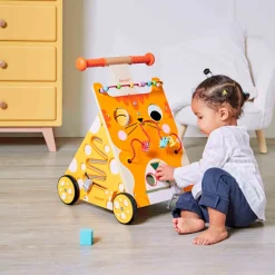 Janod Chariot Multi-Activités Chat (bois)* Bouliers, Loopings & Panneaux D'Activités|Manipulation & Encastrement