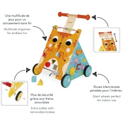 Janod Chariot Multi-Activités Chat (bois)* Bouliers, Loopings & Panneaux D'Activités|Manipulation & Encastrement