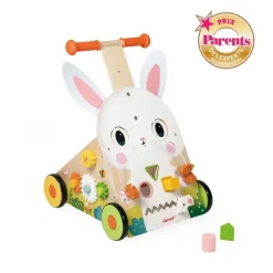 Janod Chariot Multi-Activités Lapin en bois* Tracteurs & Animaux De La Ferme|Manipulation & Encastrement