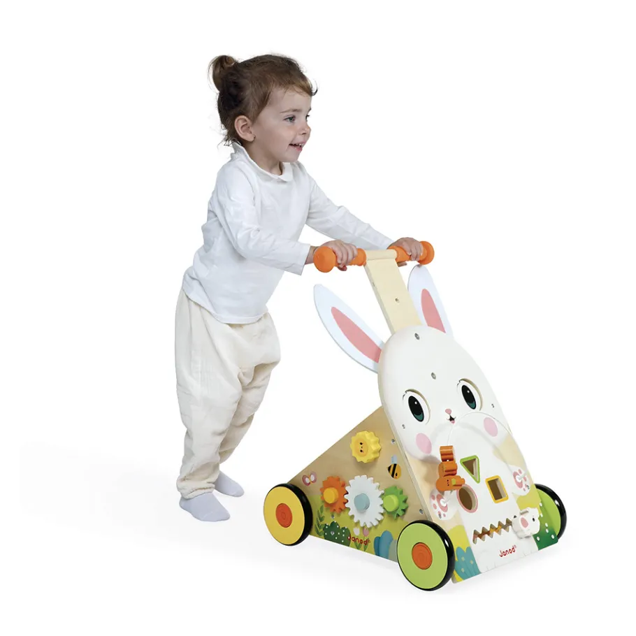Janod Chariot Multi-Activités Lapin en bois* Tracteurs & Animaux De La Ferme|Manipulation & Encastrement
