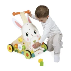 Janod Chariot Multi-Activités Lapin en bois* Tracteurs & Animaux De La Ferme|Manipulation & Encastrement