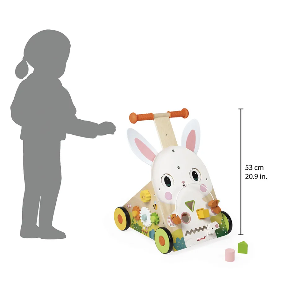 Janod Chariot Multi-Activités Lapin en bois* Tracteurs & Animaux De La Ferme|Manipulation & Encastrement