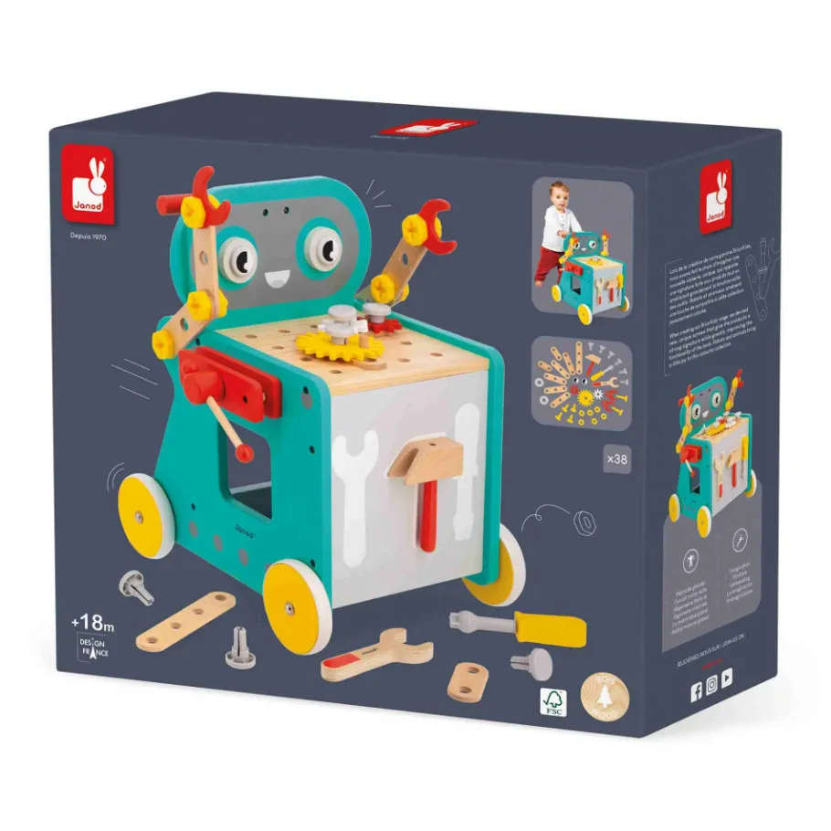 Janod Chariot Robot Brico'Kids* Établis, Outils & Bricolage|Jouets À Bascule, Porteurs & Chariots