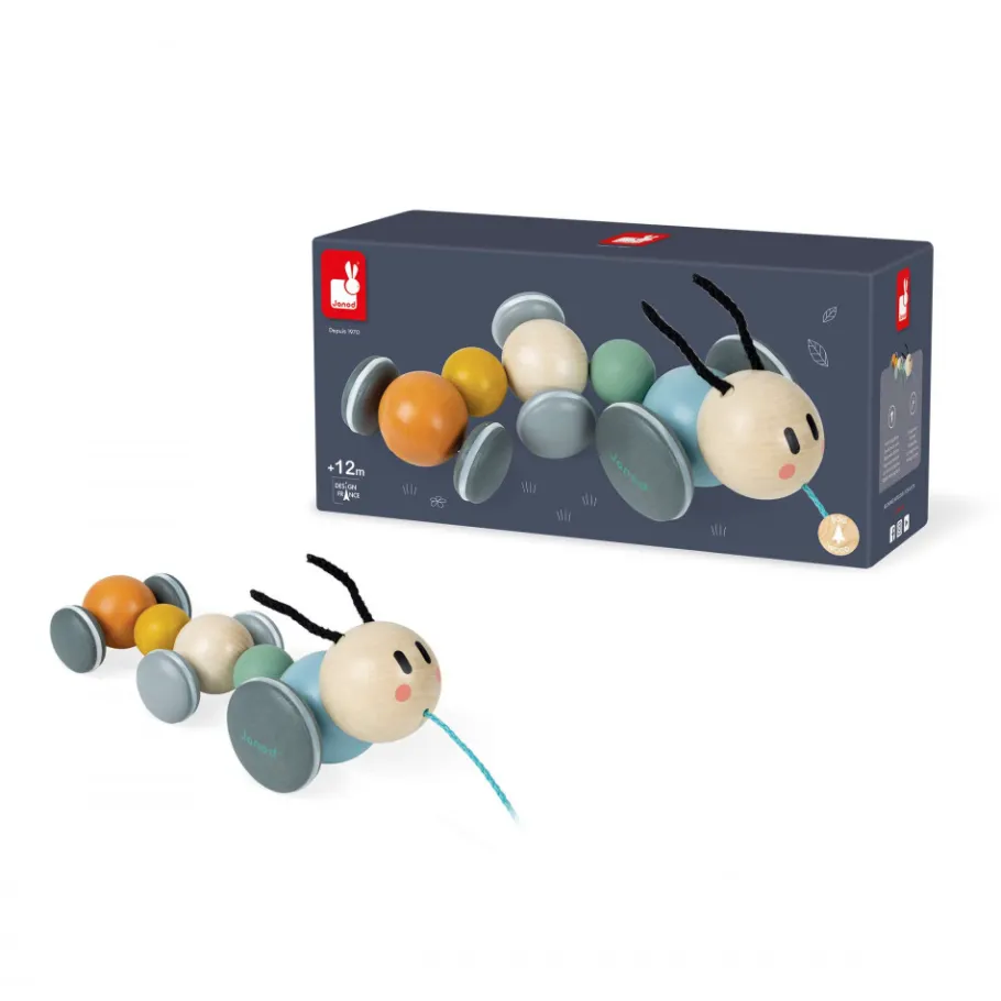 Janod Chenille à Promener Sweet Cocoon (bois)* Jouets À Promener & À Pousser