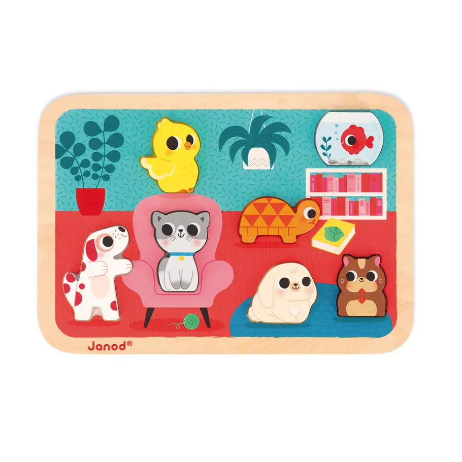 Janod Chunky Puzzle Animaux Familiers 7 pièces* Puzzles En Bois Premier Âge|Puzzles En Bois Premier Âge