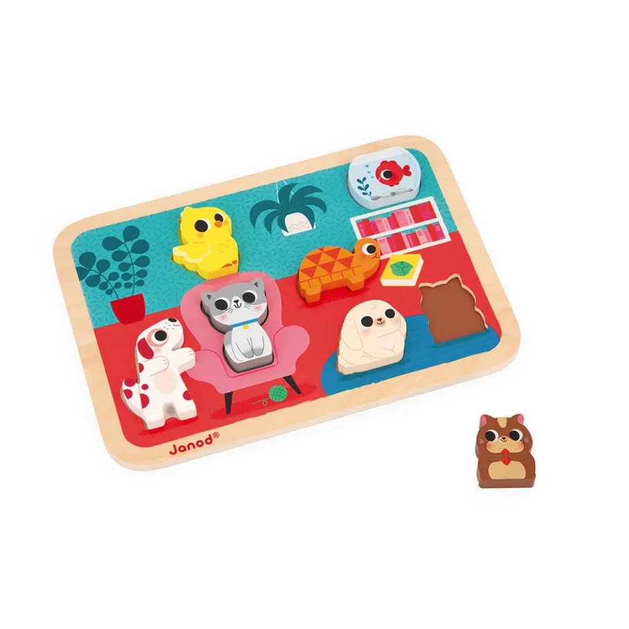 Janod Chunky Puzzle Animaux Familiers 7 pièces* Puzzles En Bois Premier Âge|Puzzles En Bois Premier Âge