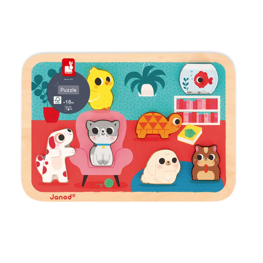 Janod Chunky Puzzle Animaux Familiers 7 pièces* Puzzles En Bois Premier Âge|Puzzles En Bois Premier Âge