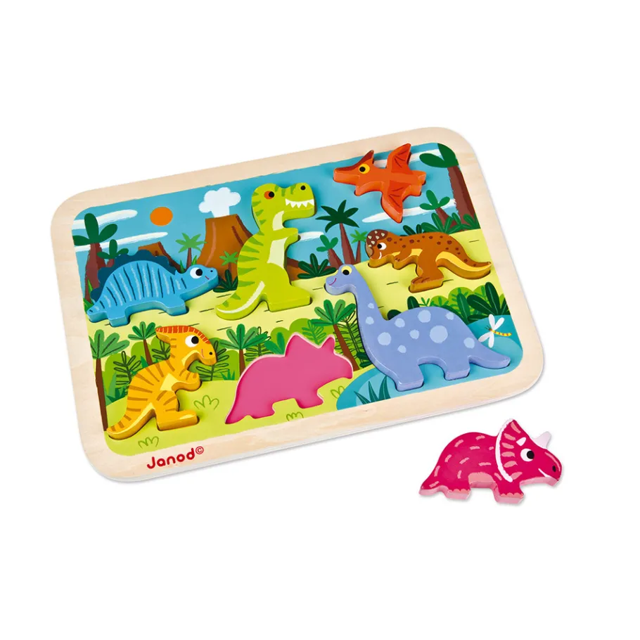 Janod Chunky Puzzle Dinosaures 7 pièces* Puzzles En Bois Premier Âge|Puzzles En Bois Premier Âge