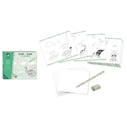 Janod Coffret Créatif Dessin 20 Modèles Dinos* Peinture Par Numéro & Coloriage