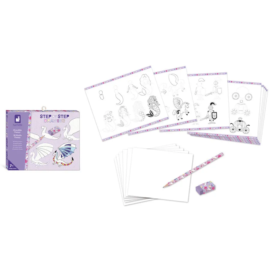 Janod Coffret Créatif Dessin 20 Modèles Fantasy* Peinture Par Numéro & Coloriage