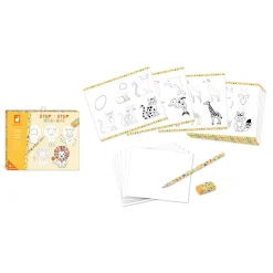 Janod Coffret Créatif Dessin 20 Modèles Animaux* Peinture Par Numéro & Coloriage
