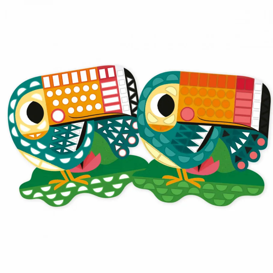 Janod Coffret Créatif Gommettes et Décors Jungle - 5 ans* Mosaïques & Gommettes