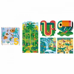 Janod Coffret Créatif Gommettes et Décors Jungle - 5 ans* Mosaïques & Gommettes