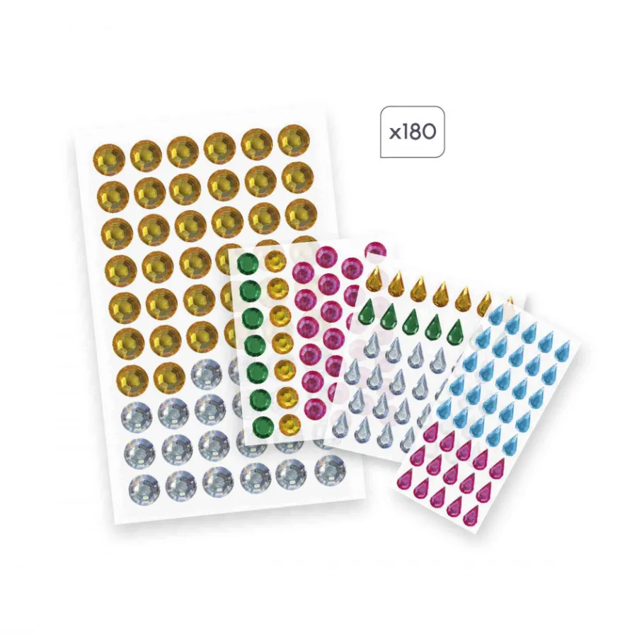 Janod Coffret Créatif Gros Strass - 3 ans* Sable, Paillettes, Dorure & Strass|Mosaïques & Gommettes