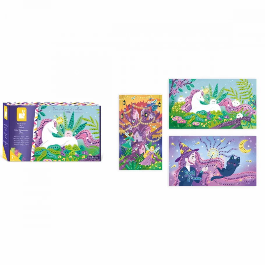 Janod Coffret créatif Mini Strass Magie* Sable, Paillettes, Dorure & Strass|Collection "Les Ateliers Du Calme"