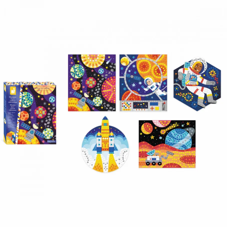 Janod Coffret Créatif Mosaïques Espace* Mosaïques & Gommettes|Collection "Les Ateliers Du Calme"