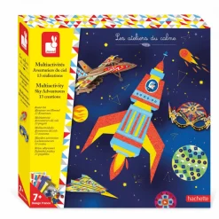 Janod Coffret Créatif Multiactivités Aventuriers de l'Air* Créations 3D|Sable, Paillettes, Dorure & Strass