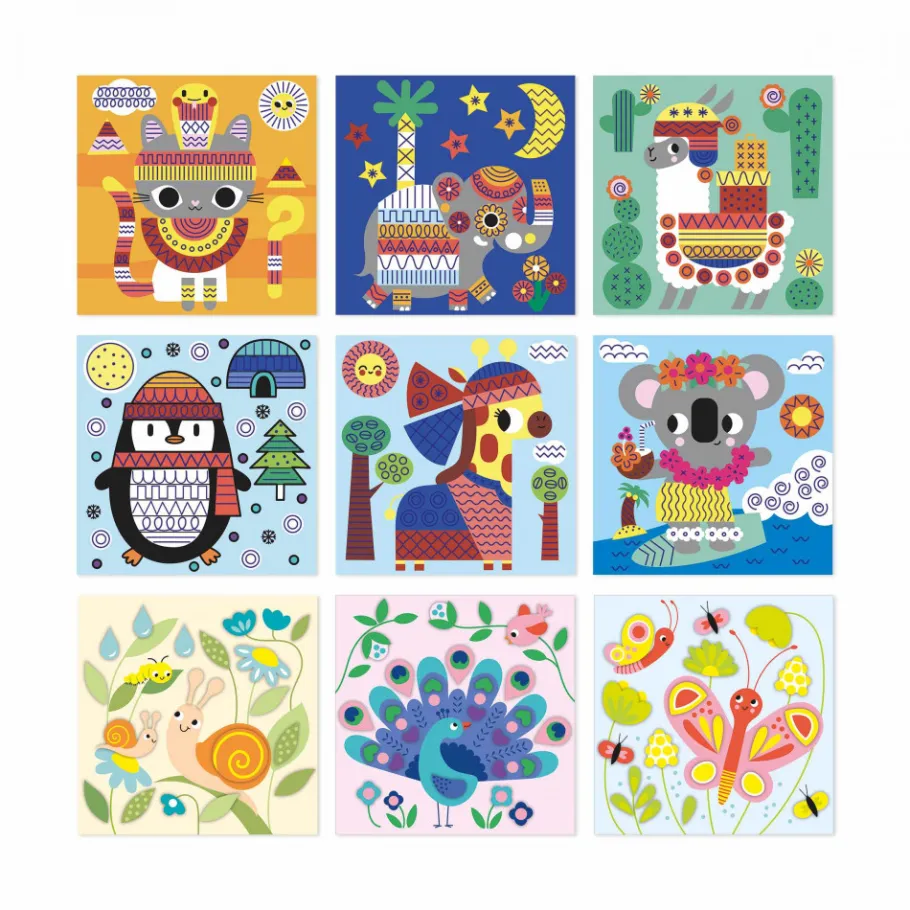 Janod Coffret Créatif Multiactivités - 4 ans* Peinture Par Numéro & Coloriage|Mosaïques & Gommettes