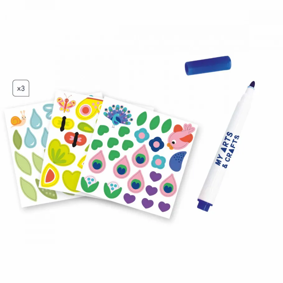 Janod Coffret Créatif Multiactivités - 4 ans* Peinture Par Numéro & Coloriage|Mosaïques & Gommettes