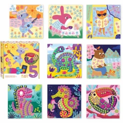 Janod Coffret Créatif Multiactivités - 5 ans* Peinture Par Numéro & Coloriage|Mosaïques & Gommettes