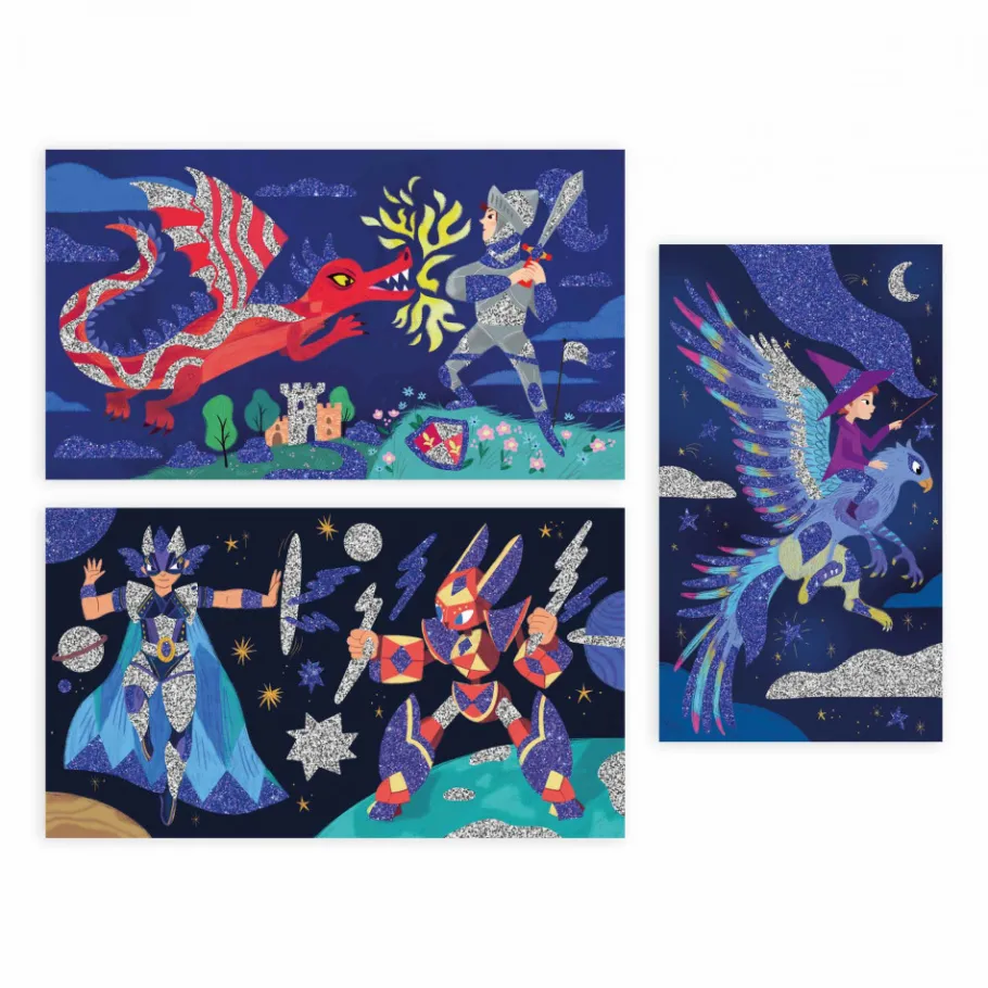 Janod Coffret créatif Paillettes Héros* Sable, Paillettes, Dorure & Strass|Collection "Les Ateliers Du Calme"