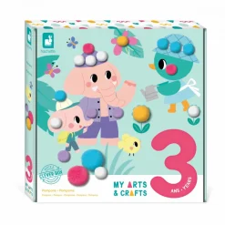 Janod Coffret Créatif Pompons - 3 ans* Mosaïques & Gommettes|Tampons & Papeterie