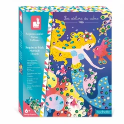 Janod Coffret Créatif Sequins à Coller Sirènes* Sable, Paillettes, Dorure & Strass|Collection "Les Ateliers Du Calme"